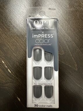 OPI imPRESS Press-On Manicure - Charcoal Gray Nails short
